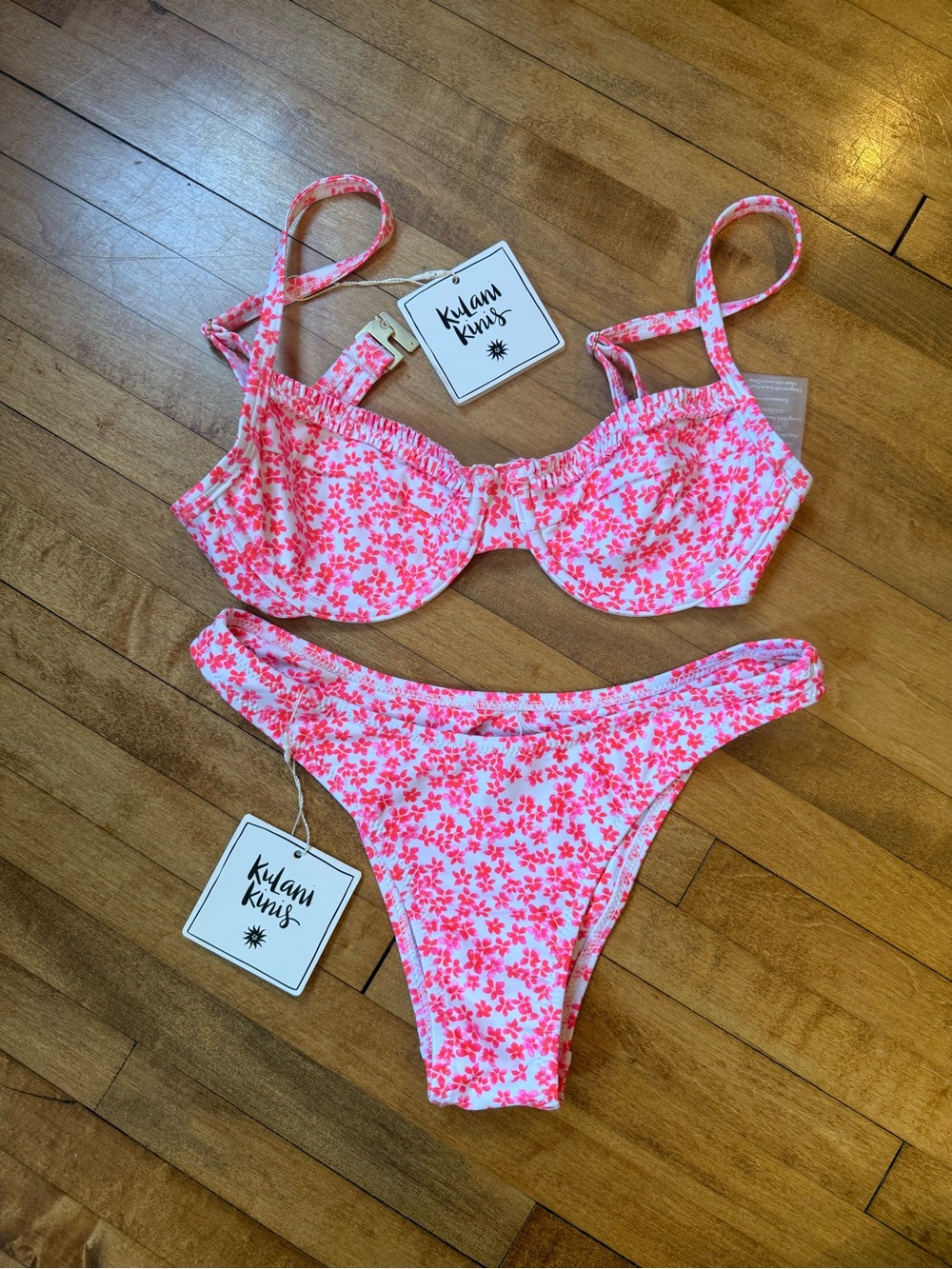 Kulani Kinis Pink Floral Underwire Bikini Set